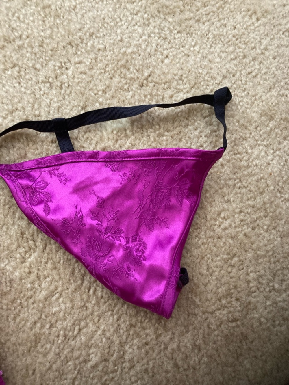 Fuchsia Satin Lace Bustier Top with matching Thong - Picture 4 of 11